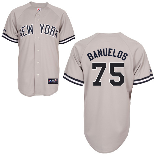 Manny Banuelos #75 MLB Jersey-New York Yankees Men's Authentic Replica Gray Road Baseball Jersey